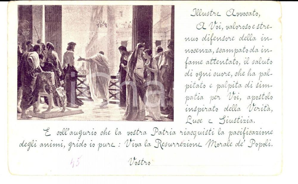 Cartolina originale da collezione 1900 Avv. Fernand LABORI Viva la Resurrezione dei Popoli *Cartolina PASQUA 1