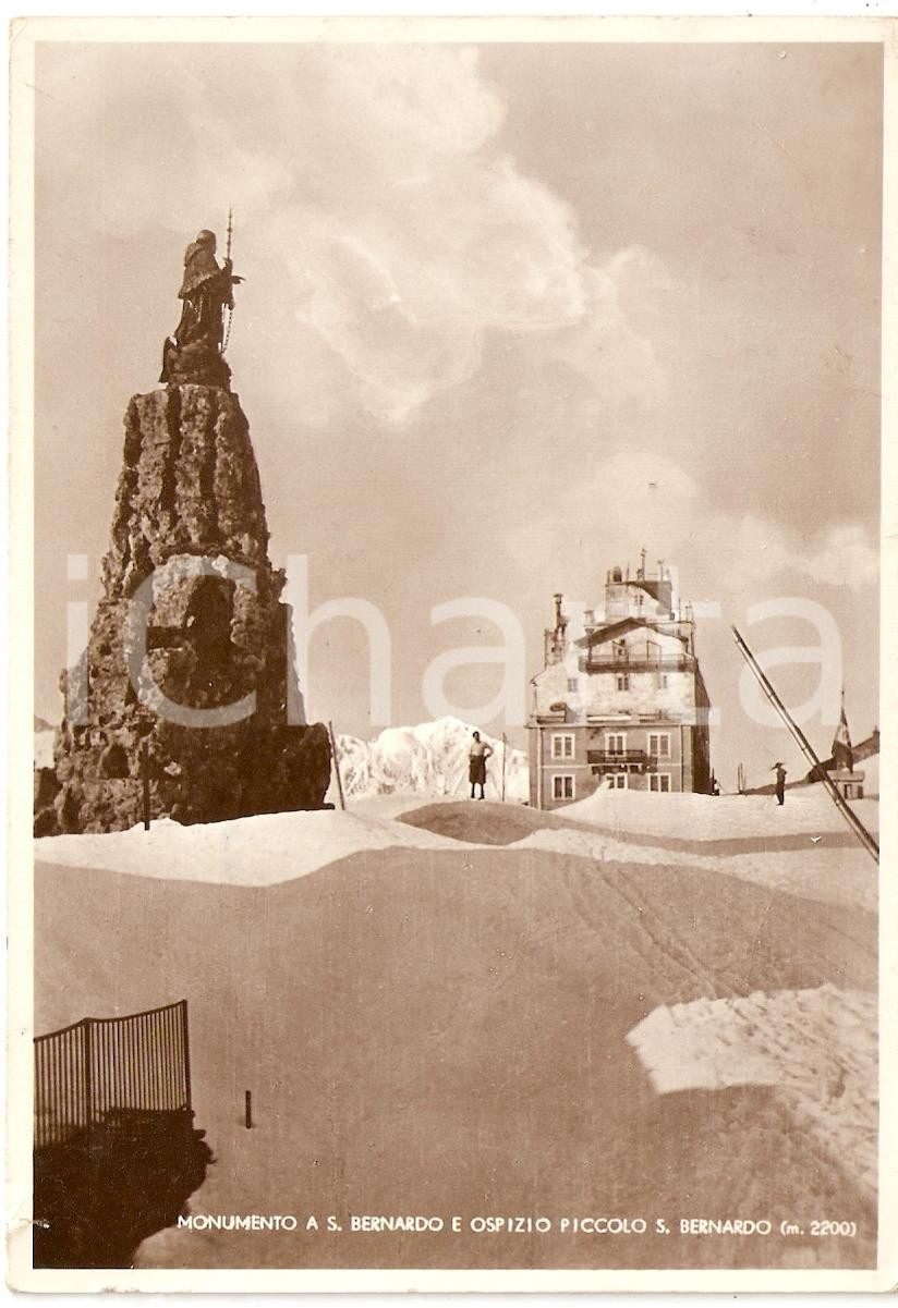 Cartolina originale da collezione 1949 LA THUILE AO Monumento a S.Bernardo e Ospizio Cartolina postale FG VG 1