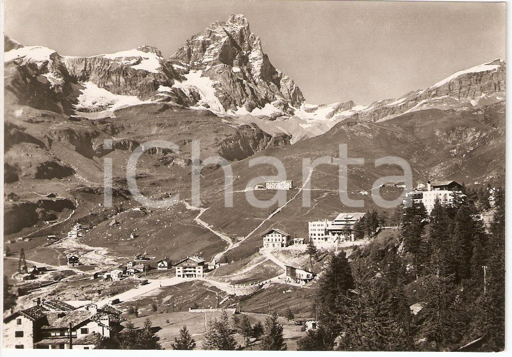 Cartolina originale da collezione 1952 CERVINIA  BREUIL AO Il monte Cervino Cartolina postale FG VG 1