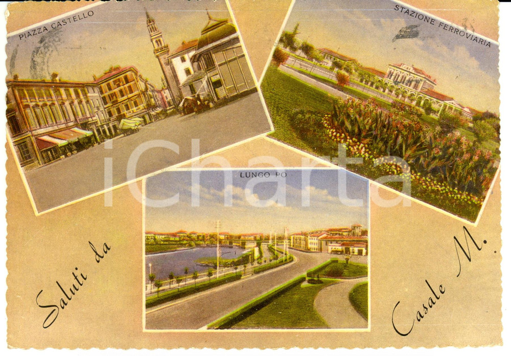 Cartolina originale da collezione 1954 CASALE MONFERRATO AL Vedutine della cittÃ  Cartolina postale FG VG 1