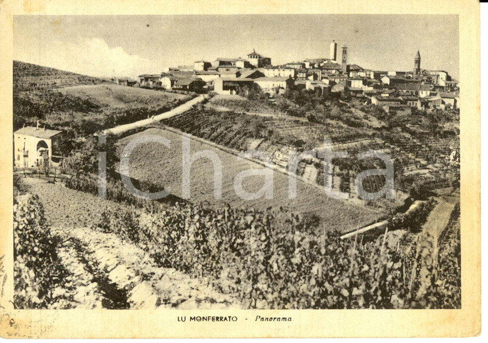 Cartolina originale da collezione 1947 LU MONFERRATO AL Panorama della cittÃ  Cartolina postale FG VG 1