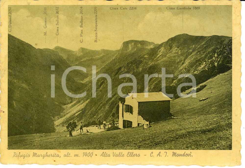Cartolina originale da collezione 1940 ca MONDOVI' (CN) Rifugio Margherita Alta Valle Ellero *Cartolina FG NV 1