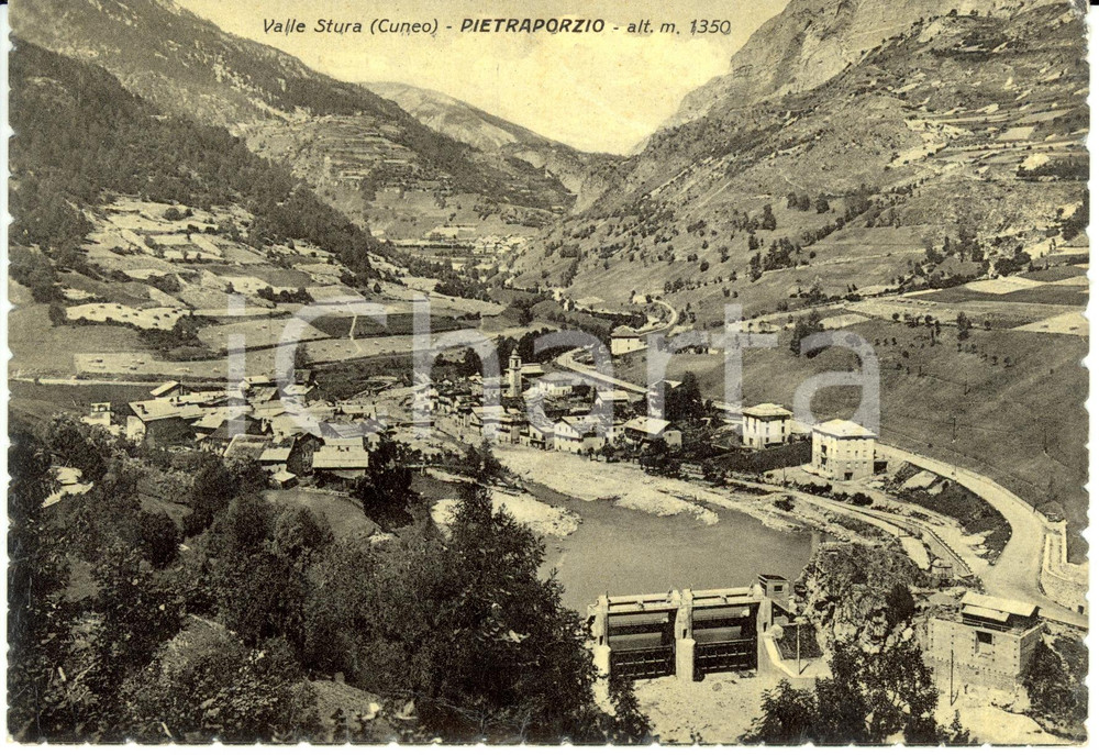 Cartolina originale da collezione 1950 ca PIETRAPORZIO (CN) Panorama Valle Stura *Cartolina postale FG NV 1