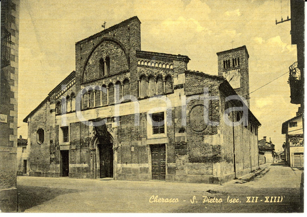 Cartolina originale da collezione 1940 ca CHERASCO (CN) S.Pietro sec. XII - XIII *Cartolina postale FG NV 1