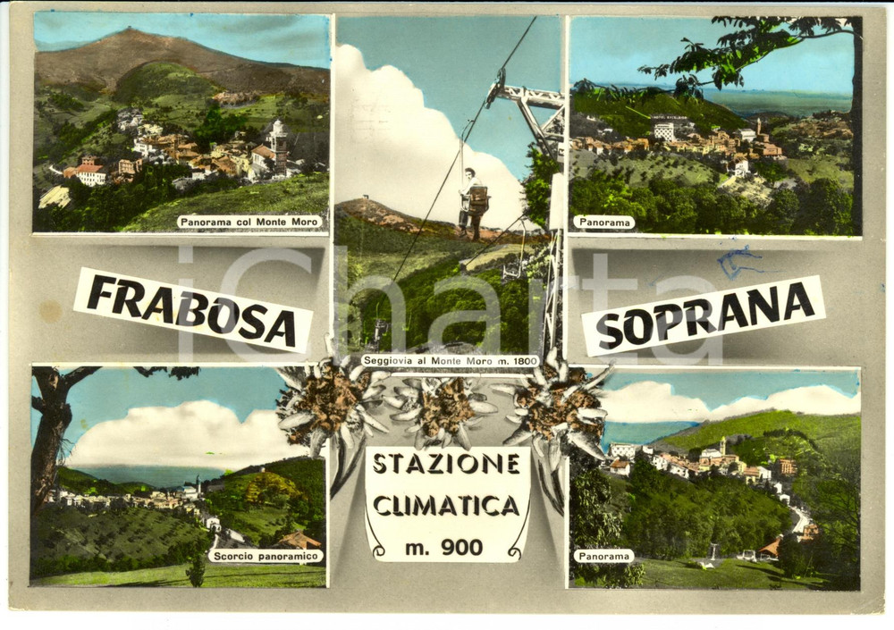 Cartolina originale da collezione 1959 FRABOSA SOPRANA (CN) Vedutine *Cartolina postale FG VG 1