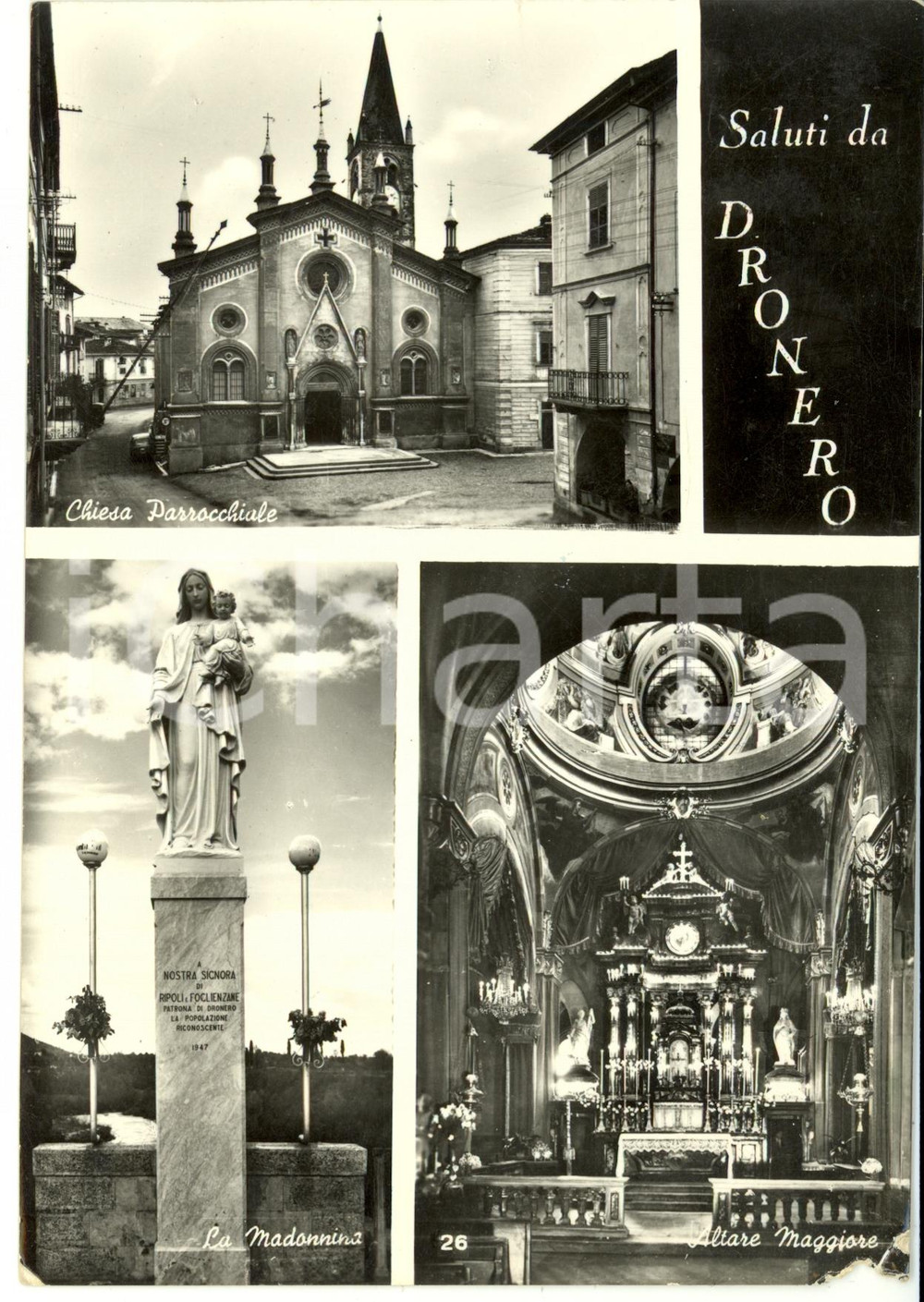 Cartolina originale da collezione 1961 DRONERO (CN) Vedutine *Cartolina DANNEGGIATA FG VG 1