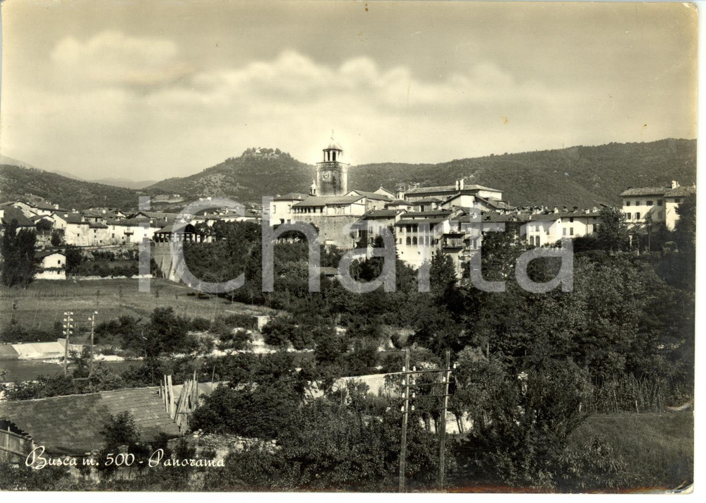 Cartolina originale da collezione 1953 BUSCA (CN) Panorama *Cartolina postale FG VG 1