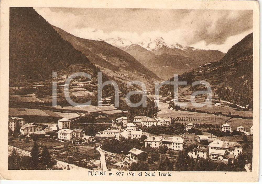 Cartolina originale da collezione 1952 FUCINE (TN) Panorama Val di Sole *Cartolina postale FG VG 1