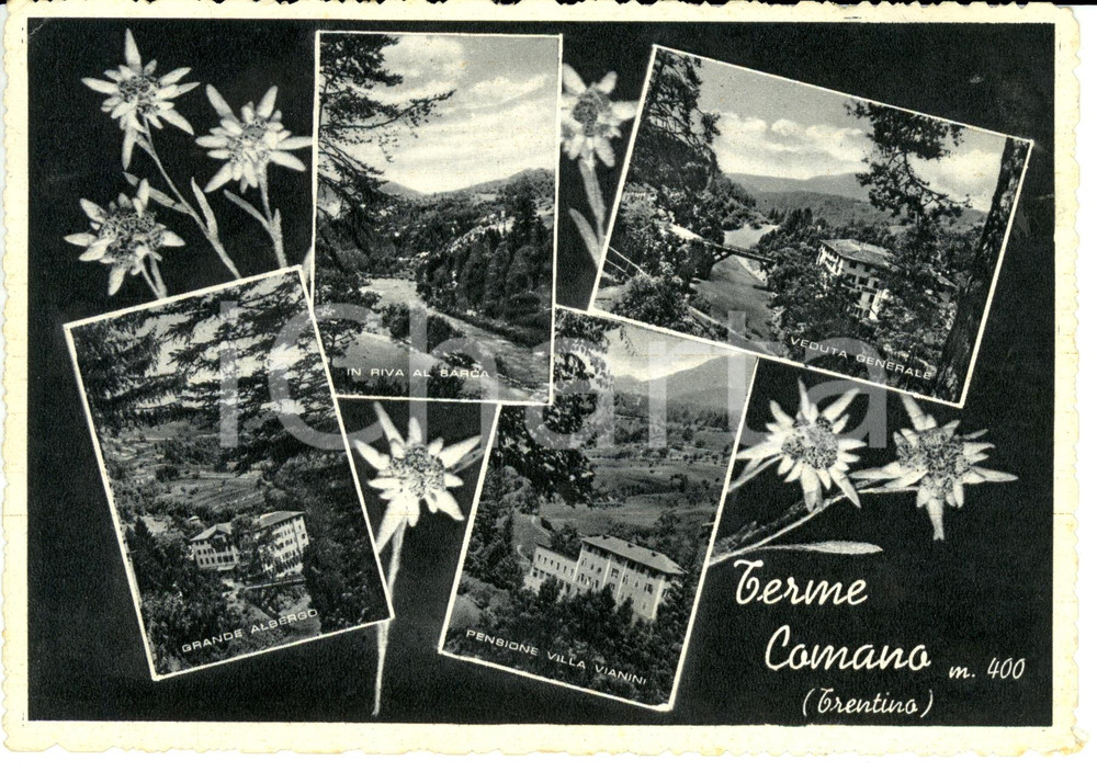 Cartolina originale da collezione 1956 COMANO TN Vedutine Terme di Comano Cartolina postale FG VG 1