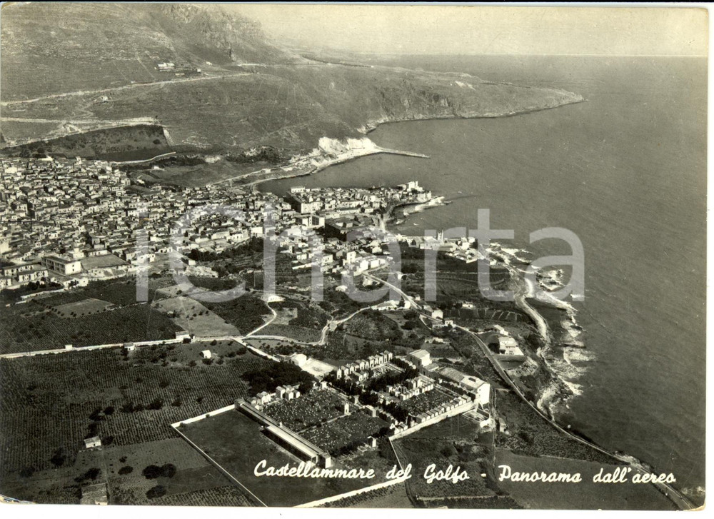 Cartolina originale da collezione 1958 CASTELLAMMARE DEL GOLFO (TP) Panorama dall'aereo *Cartolina postale FG VG 1