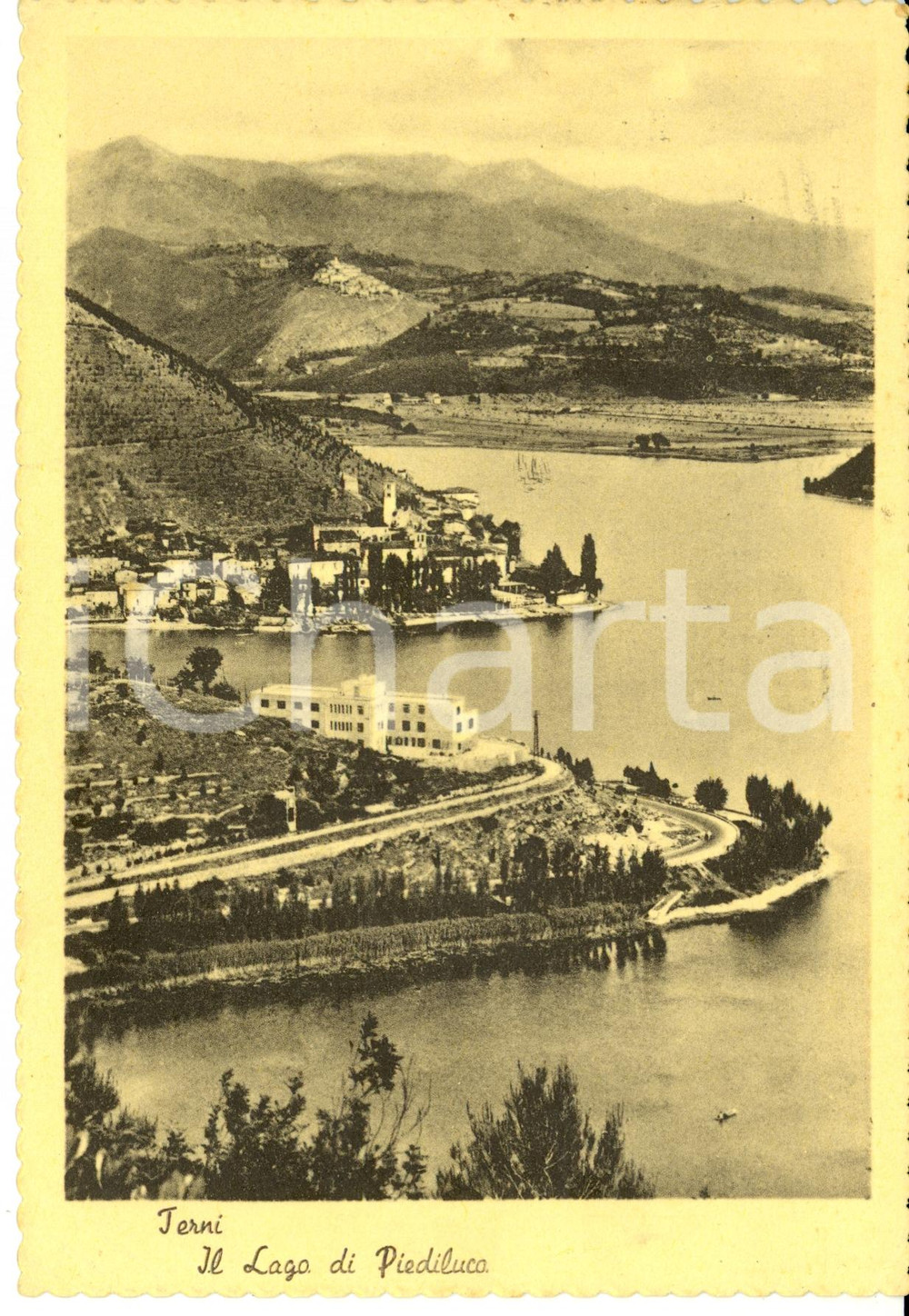 Cartolina originale da collezione 1951 PIEDILUCO (TR) Veduta panoramica del lago *Cartolina postale FG VG 1