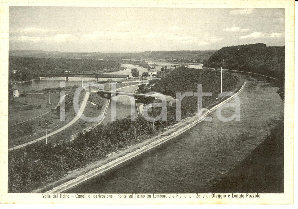 Cartolina originale da collezione 1940 ca OLEGGIO (NO) Ponte sul Ticino zona LONATE POZZOLO*Cartolina FG NV 1