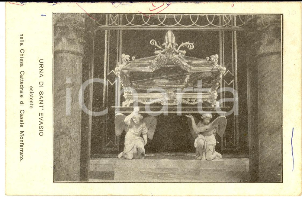 Cartolina originale da collezione 1920 ca CASALE MONFERRATO AL Urna di SANT EVASIO nella Cattedrale FP NV 1