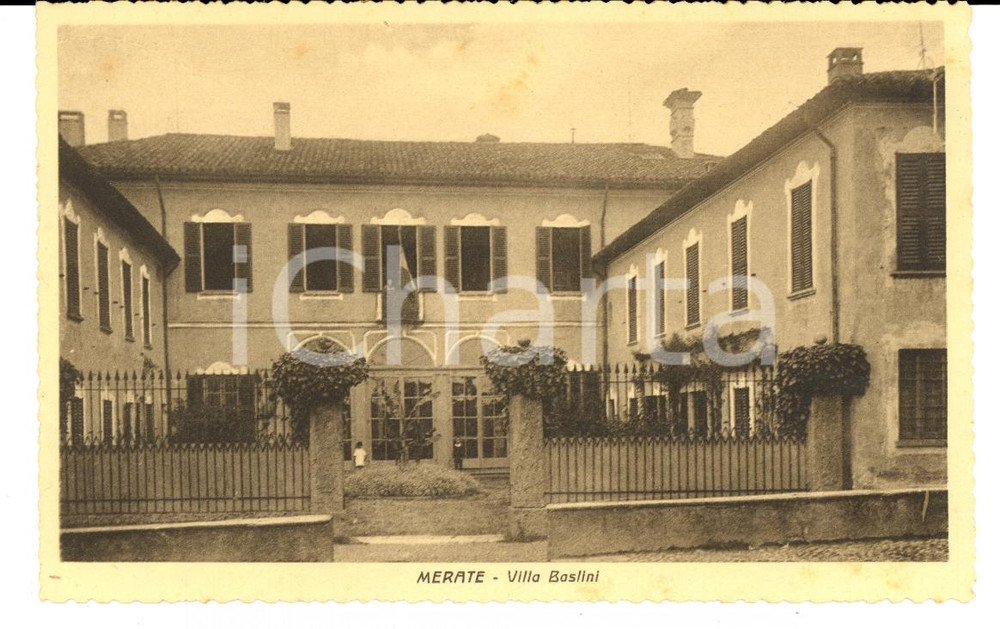 Cartolina originale da collezione 1940 MERATE LC Veduta di Villa BASLINI ANIMATA Cartolina FP NV 1