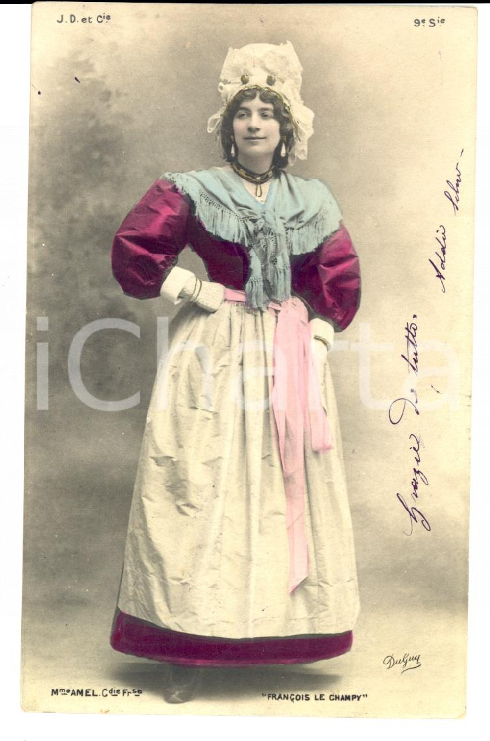 Cartolina originale da collezione 1903 FRANCE VINTAGE Actress postcard FRANCOIS LE CHAMPI *FP VG 1