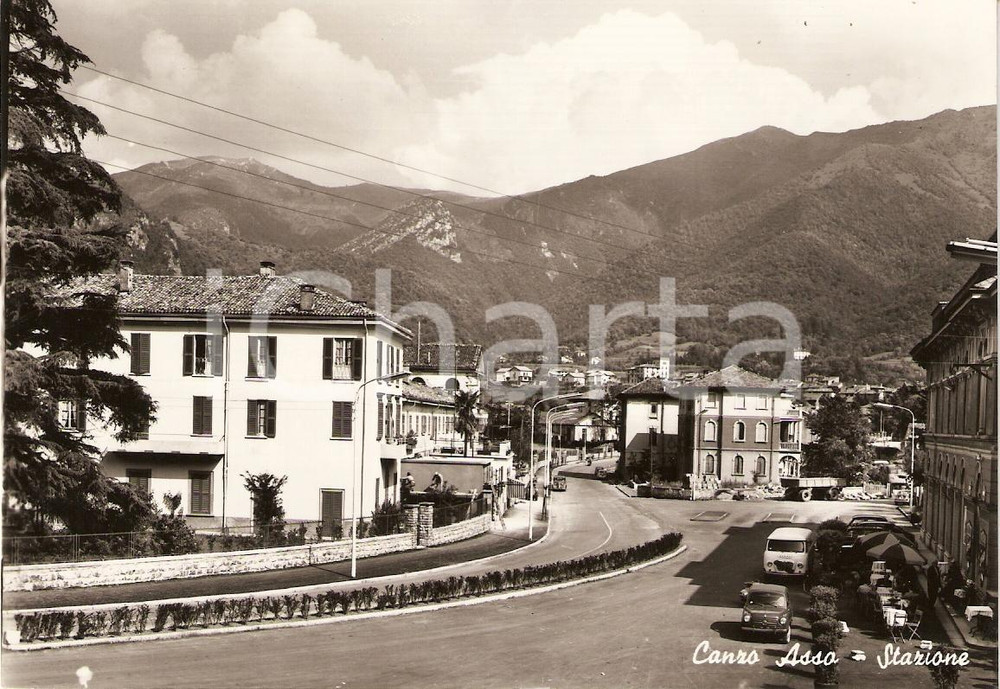 Cartolina originale da collezione 1955 circa CANZO CO Stazione di CANZOASSO Animata con muratori Cartolina FG 1