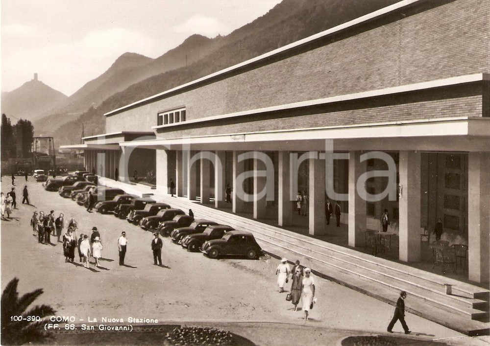 Cartolina originale da collezione 1949 COMO La nuova stazione SAN GIOVANNI FF. SS. Animata Cartolina 2 1