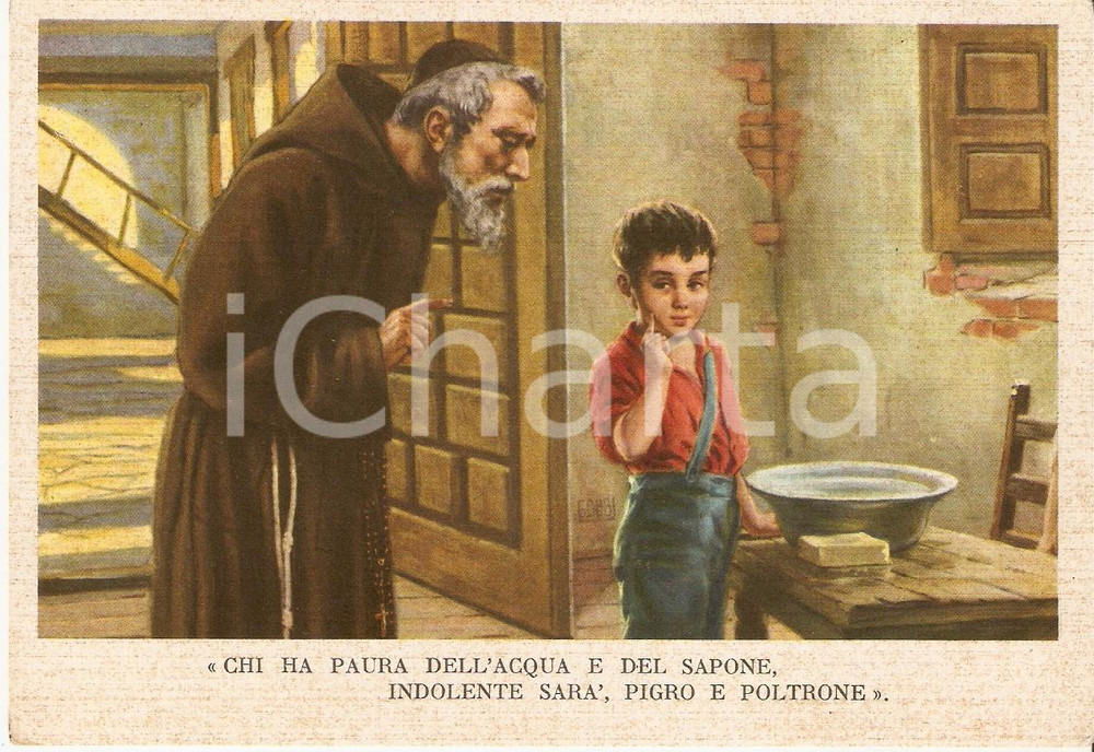 Cartolina originale da collezione 1955 ca MARCELLINO PANE E VINO Dario Gobbi MARCELLINO NON SI LAVA Cartolina FG 1