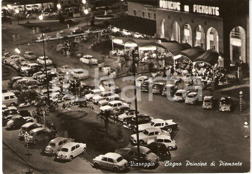 Cartolina originale da collezione 1960 VIAREGGIO (LU) Bagno PRINCIPE DI PIEMONTE Cartolina animata FG VG 1