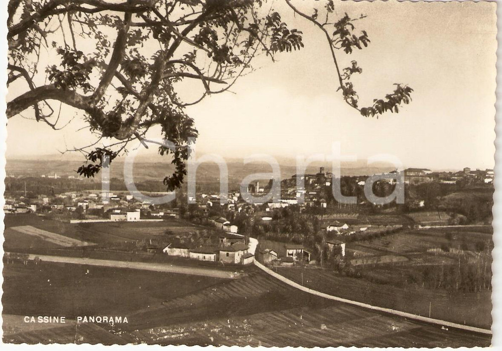 Cartolina originale da collezione 1955 CASSINE AL Panorama del paese Cartolina FG VG 1
