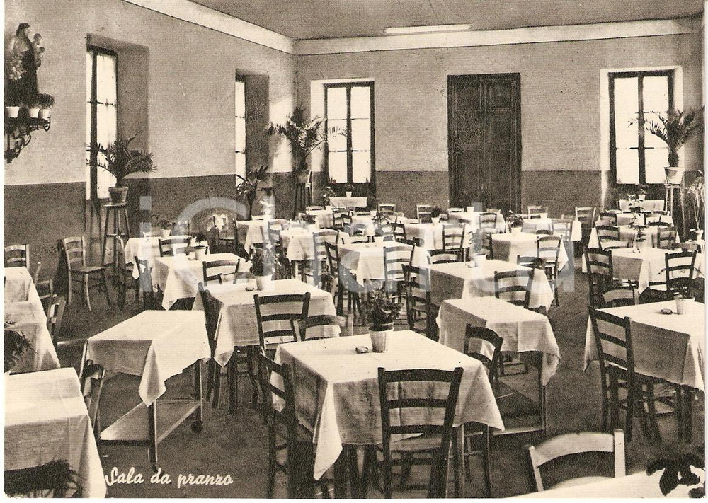 Cartolina originale da collezione 1950 ca ROMAGNANO SESIA NO Collegio Convitto CURIONI Sala da pranzo FG NV 1