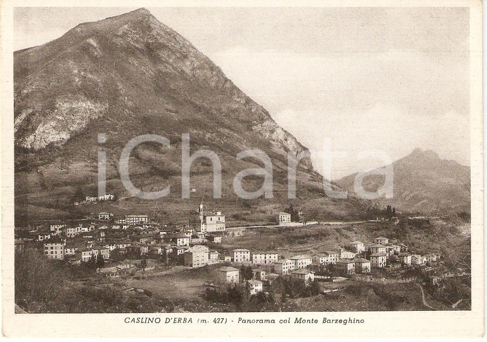 Cartolina originale da collezione 1955 CASLINO D'ERBA (CO) Panorama con MONTE BARZEGHINO Cartolina FG VG 1