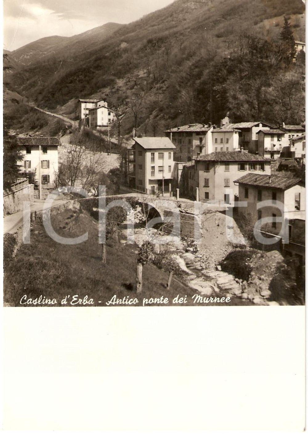 Cartolina originale da collezione 1962 CASLINO D'ERBA (CO) Antico ponte dei MURNEE Cartolina FG VG 1