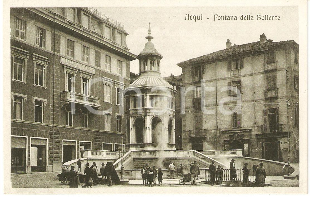 Cartolina originale da collezione 1930 circa ACQUI TERME (AL) FONTANA DELLA BOLLENTE *Cartolina animata (3) 1
