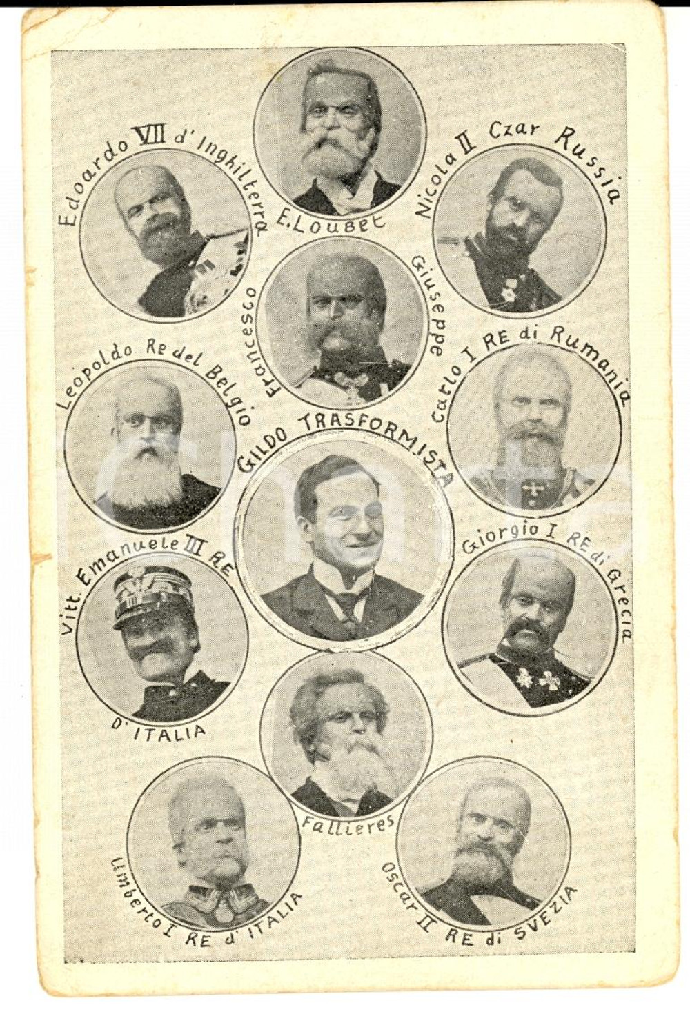 Cartolina originale da collezione 1910 ca Ritratto di GILDO TRASFORMISTA Attore CIRCO *Cartolina postale FP NV 1
