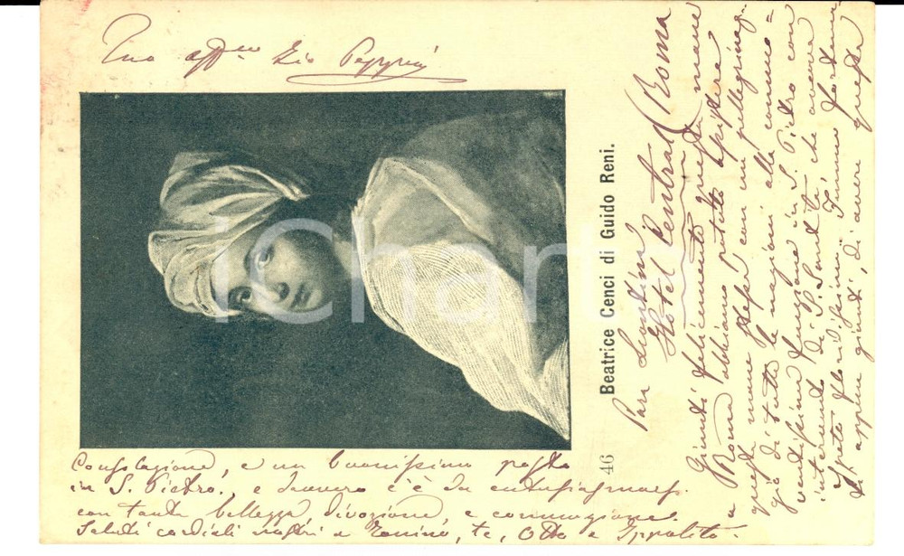 Autografo originale 1900 ROMA Autografo conte Onorio GIACOBAZZI Cartolina Beatrice CENCI FP VG 1