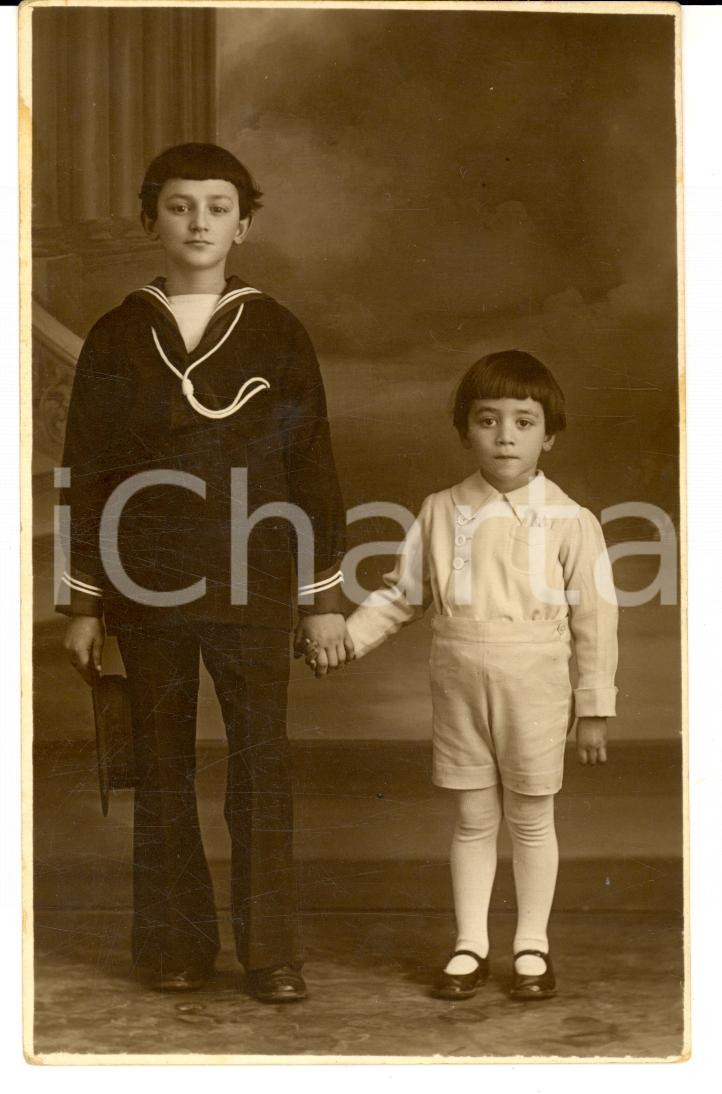 Fotografia d'epoca originale 1925 ROMA Ritratto di fratellini vestiti alla marinara *Foto ROCCHI FP NV 1