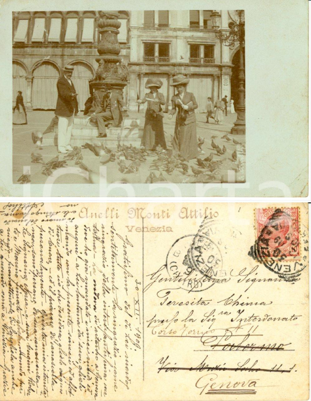 Fotografia d'epoca originale 1909 VENEZIA Roberto e Marino FINCATI con le cugine NORSA *Attilio ANELLI MONTI 1