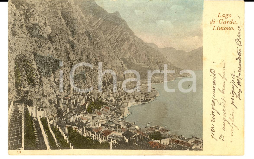 Cartolina originale da collezione 1901 LIMONE SUL GARDA BS Panorama Autografo ing, Cesare MORANDOTTI FP VG 1