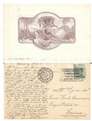 Autografo originale 1925 TORINO Luisa ROGGERO VANDONE su monumento con Ermindo VIGNALI Autografo 1