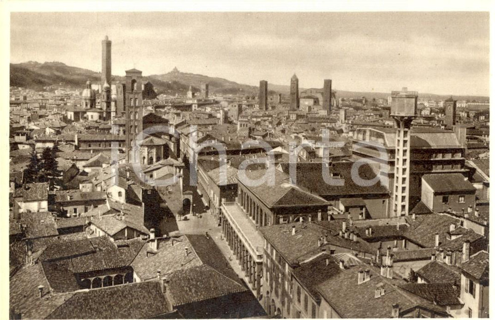 Cartolina originale da collezione 1935 ca BOLOGNA Veduta panoramica del centro storico *Cartolina animata FP NV 1
