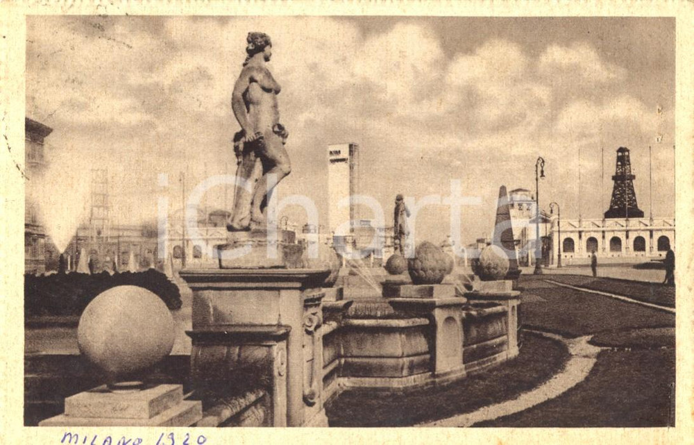 Cartolina originale da collezione 1942 MILANO Fontana di piazza Giulio Cesare *Cartolina postale FP VG 1