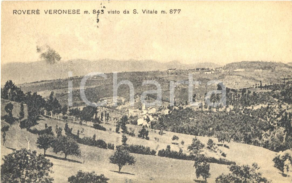 Cartolina originale da collezione 1929 ROVERE' VERONESE (VR) Panorama visto da SAN VITALE *Cartolina postale FP VG 1