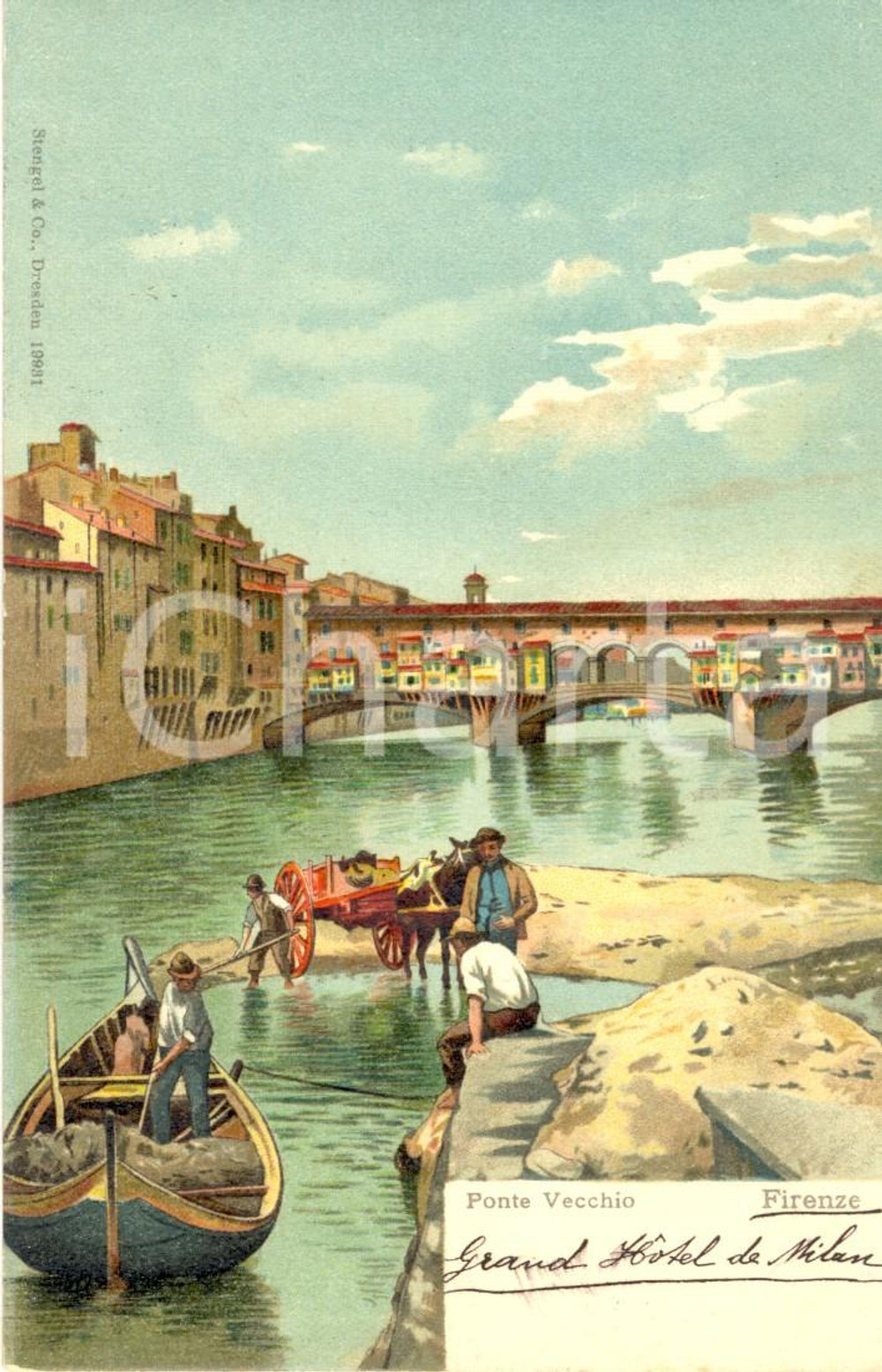 Autografo originale 1908 FIRENZE Ponte Vecchio *Cartolina autografa Teresa GAFFURI FP VG 1