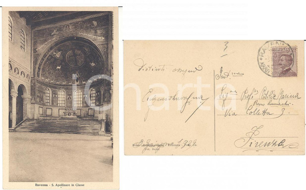 Autografo originale 1929 RAVENNA S.Apollinare in Classe Autografo editore Eugenio LAVAGNA FP VG 1
