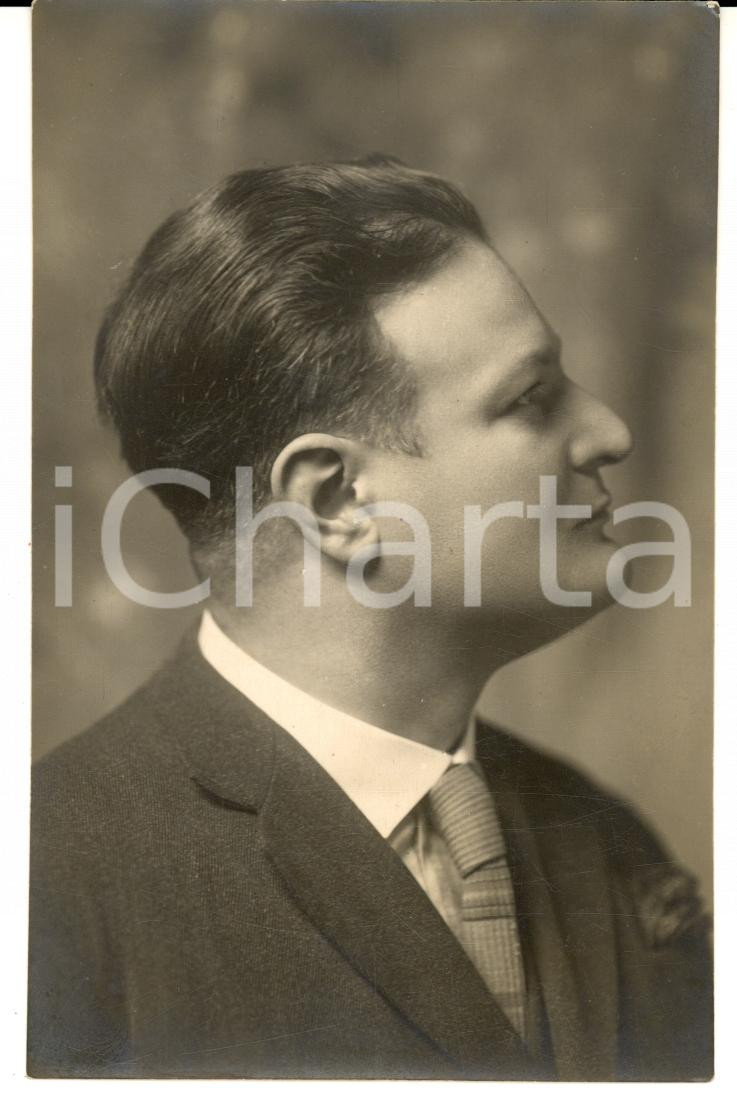Fotografia d epoca originale 1920 ca PARMA Ritratto di giovane uomo di profilo Foto Luigi VAGHI FP NV 1