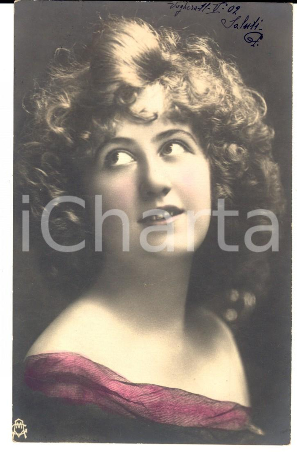 Cartolina originale da collezione 1902 TEATRO Giovane attrice dai boccoli biondi  VINTAGE *Cartolina FP VG 1