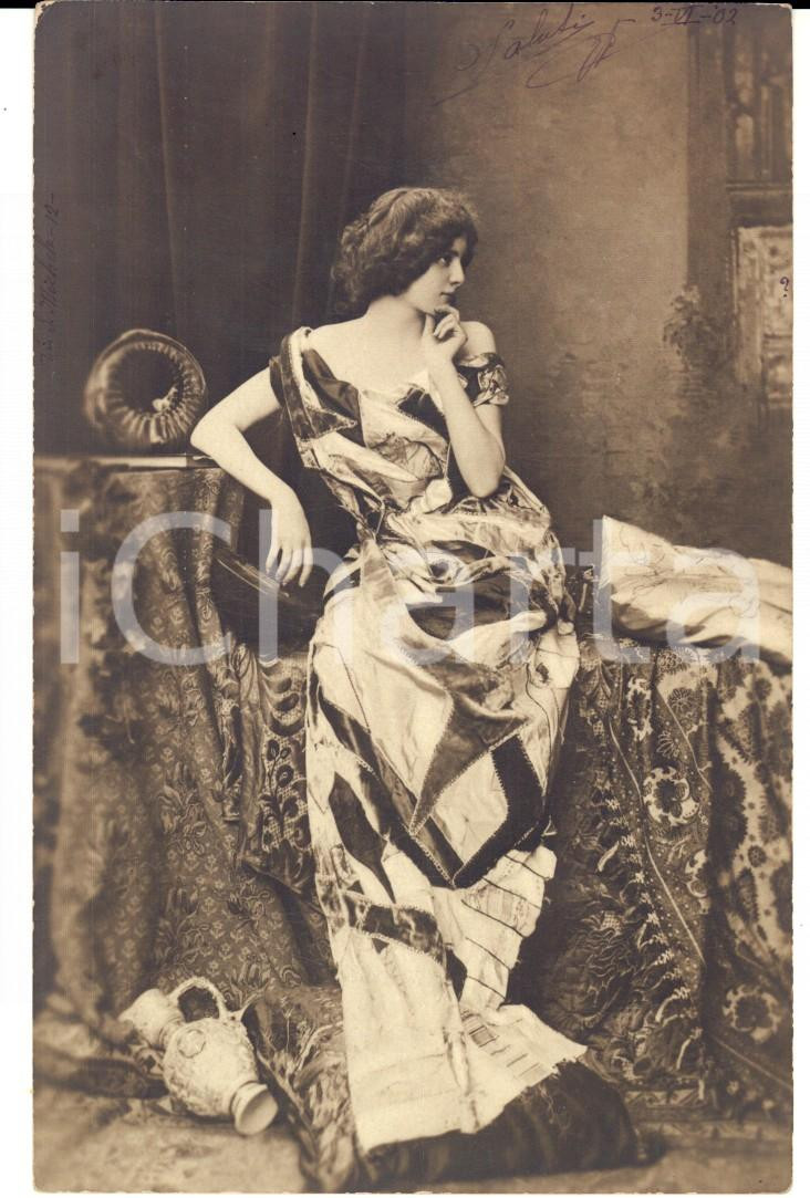 Cartolina originale da collezione 1902 TEATRO Attrice nei panni di una principessa orientale Cartolina VINTAGE 1