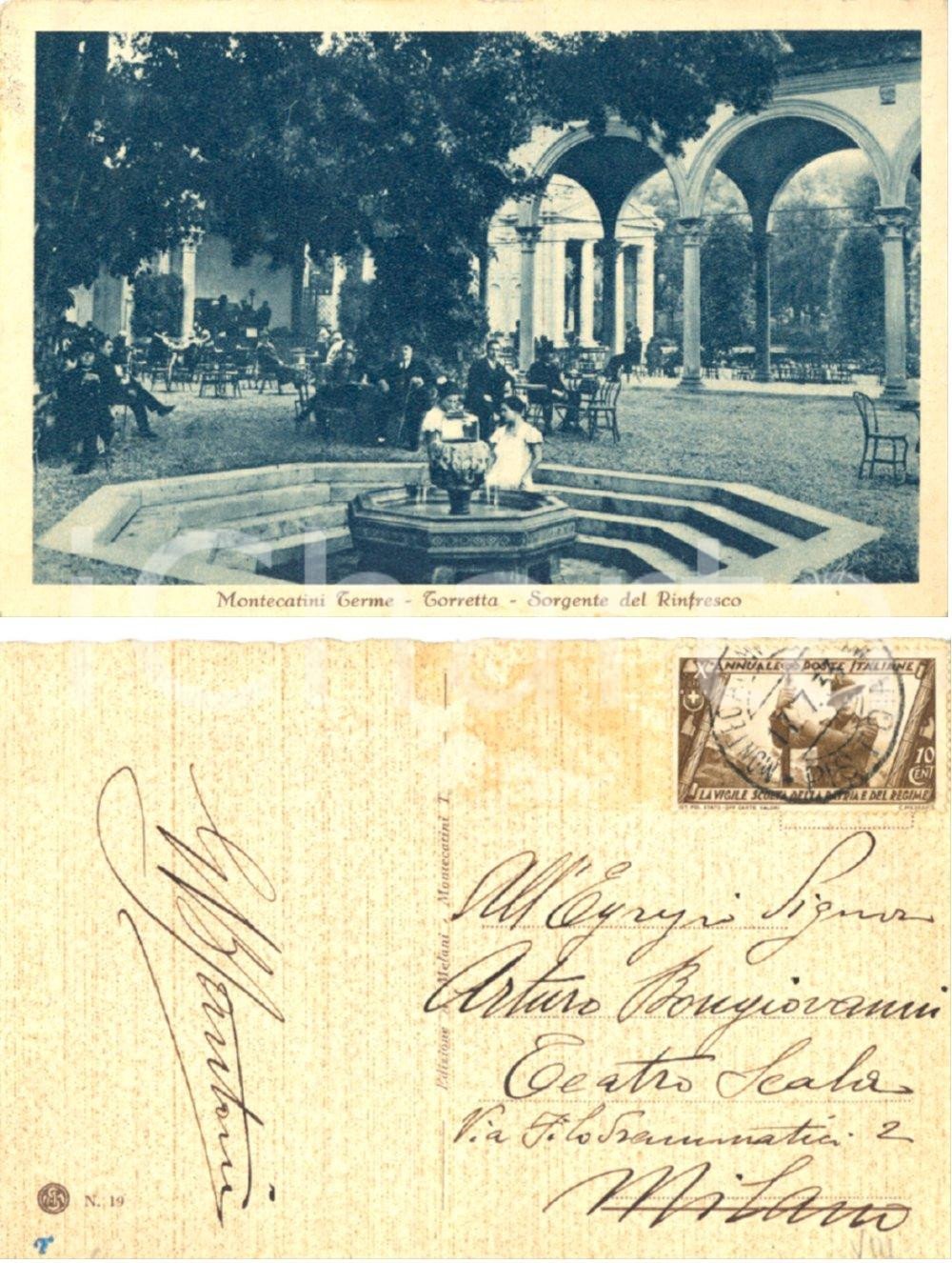 Autografo originale 1933 MONTECATINI TERME Cartolina Giovanni Battista SANTONI ad Arturo BONGIOVANNI 1