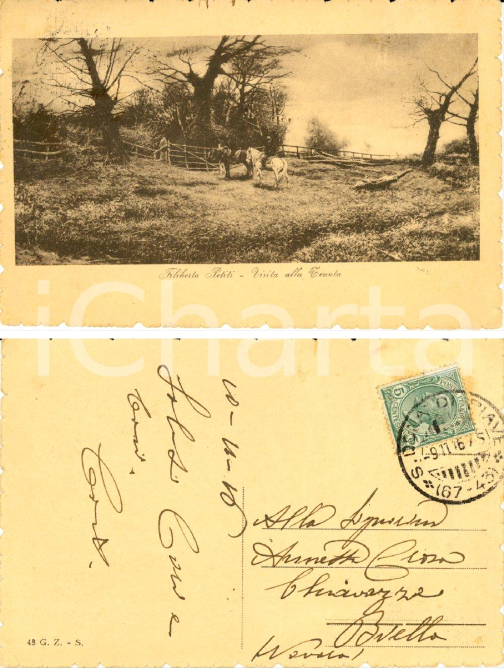 Autografo originale 1916 WW1 SAN DONA  DI PIAVE VE F. PETITI Visita alla tenuta Costantino CROSIA 1