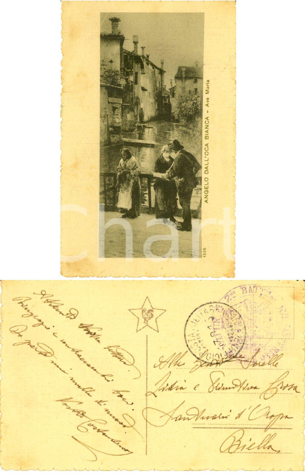 Autografo originale 1915 WW1 ZONA DI GUERRA Angelo Dall Oca Bianca  Ave Maria Costantino CROSIA 1