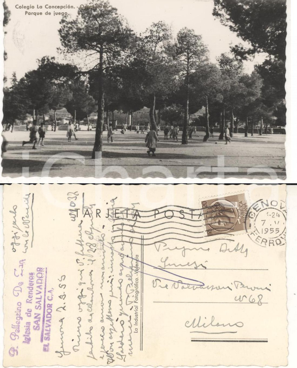 Autografo originale 1955 SAN SALVADOR Colegio La Concepcion Autografo padre Pellegrino DE ZAN 1