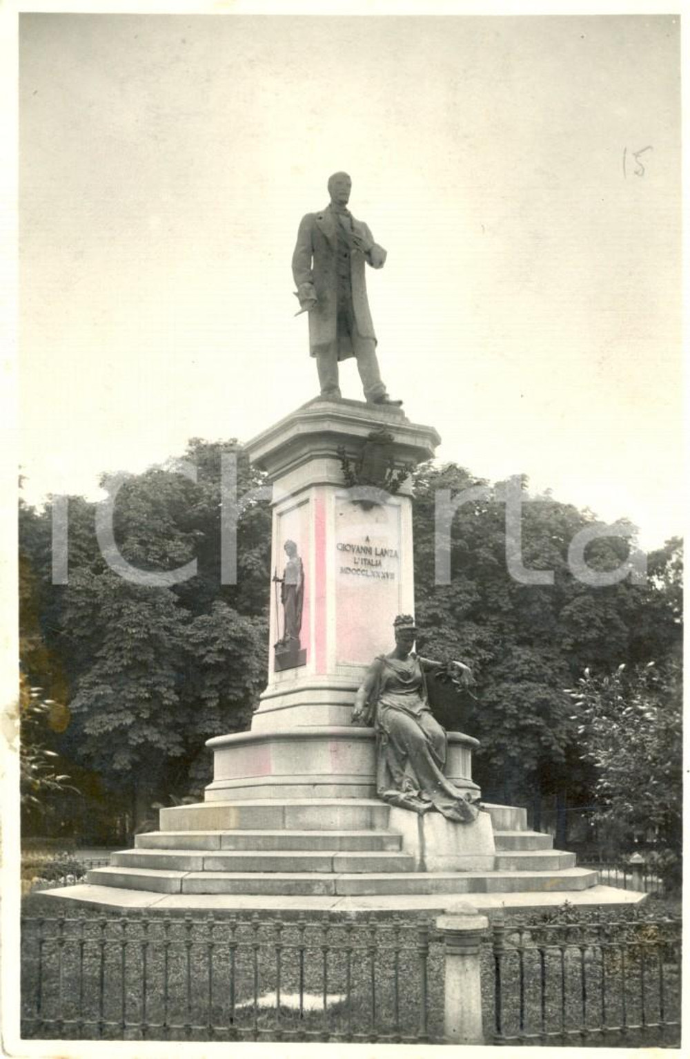Fotografia d epoca originale 1930 ca CASALE MONFERRATO AL Monumento a Giovanni LANZA Foto GRANDIS 1