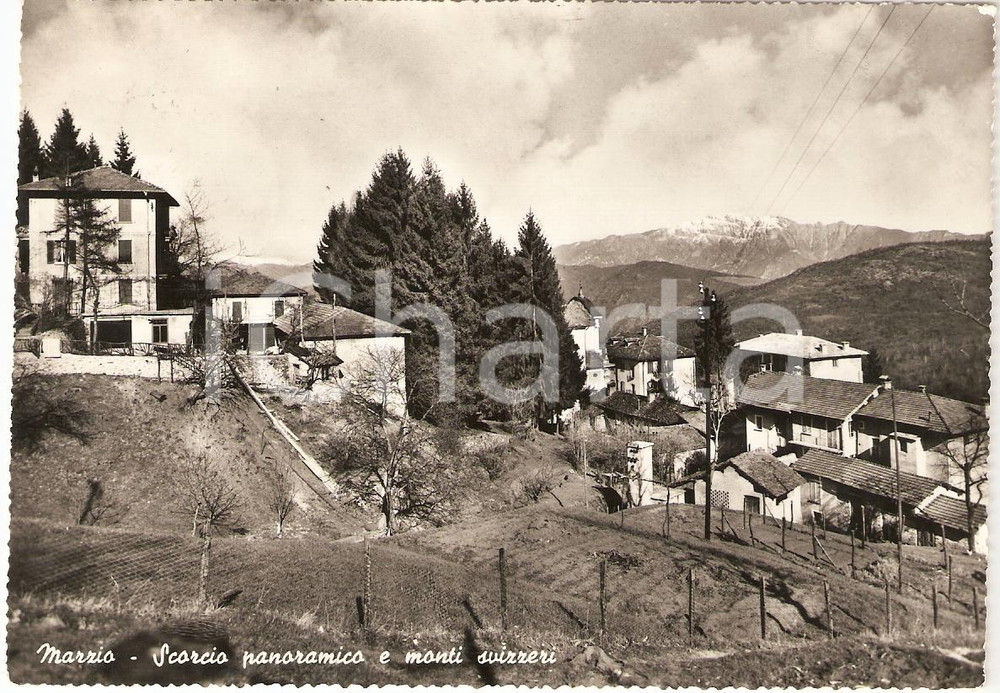 Cartolina originale da collezione 1959 MARZIO (VA) Scorcio Panoramico MONTI SVIZZERI Cartolina FG VG 1