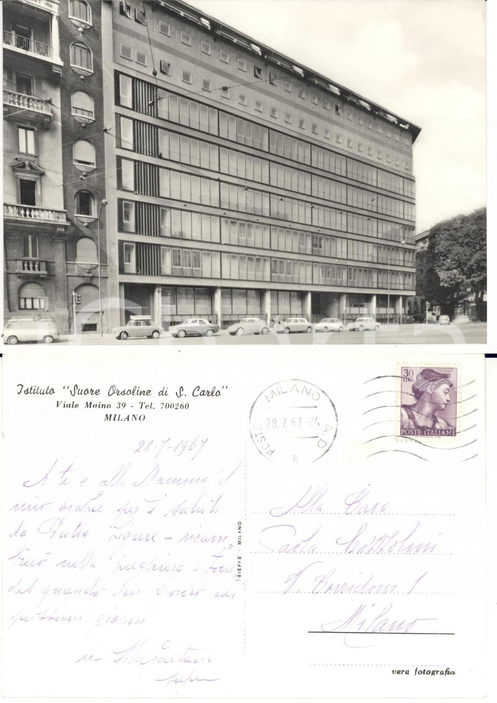 Autografo originale 1967 MILANO Orsoline di San Carlo *Autografo superiora madre Gaetana SILVA 1