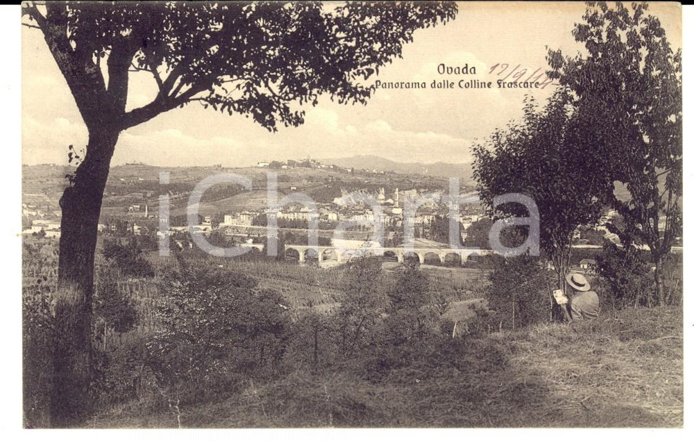 Cartolina originale da collezione 1914 OVADA Panorama colline Frascare Cartolina a Olga MICHELINI DI SAN MARTINO 1